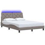vidaXL Cadre de lit avec LED sans matelas taupe 140x190 cm tissu