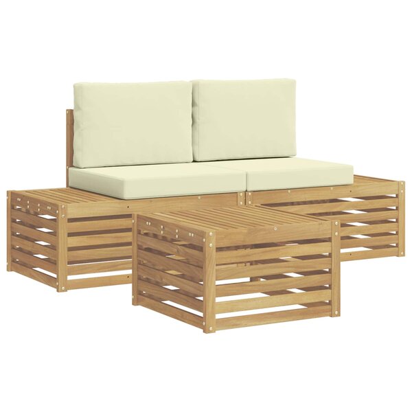 vidaXL Ensemble de canapés d'extérieur Blanc 59 x 59 x 37 cm Polyester