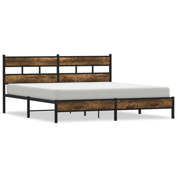 vidaXL Cadre de lit en métal sans matelas chêne fumé 200x200 cm
