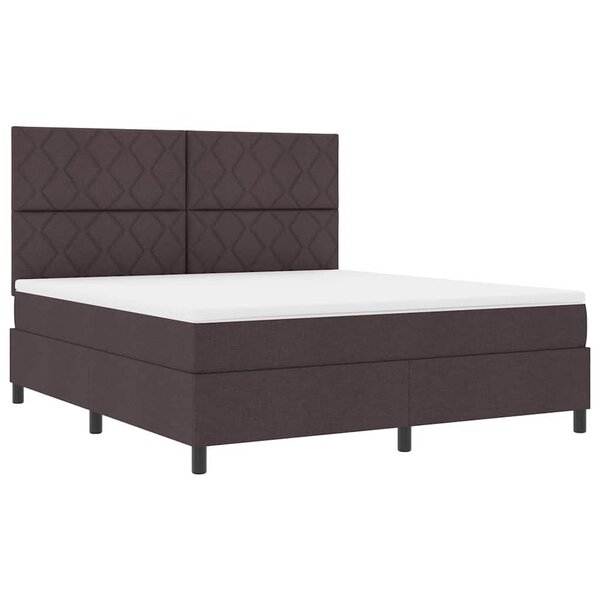 vidaXL Lit à ressorts avec matelas Marron foncé 180 x 200 cm tissu