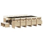vidaXL Ensemble à manger de jardin et coussins 15 Pièces beige