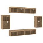 vidaXL Jeu de 8 meubles TV avec éclairage en chêne artisan et bois d'ingénierie