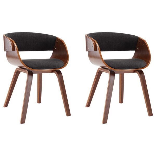 vidaXL Chaises à manger lot de 2 gris bois courbé et tissu