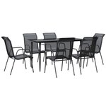 vidaXL Ensemble à manger de jardin 7 Pièces noir textilène et acier