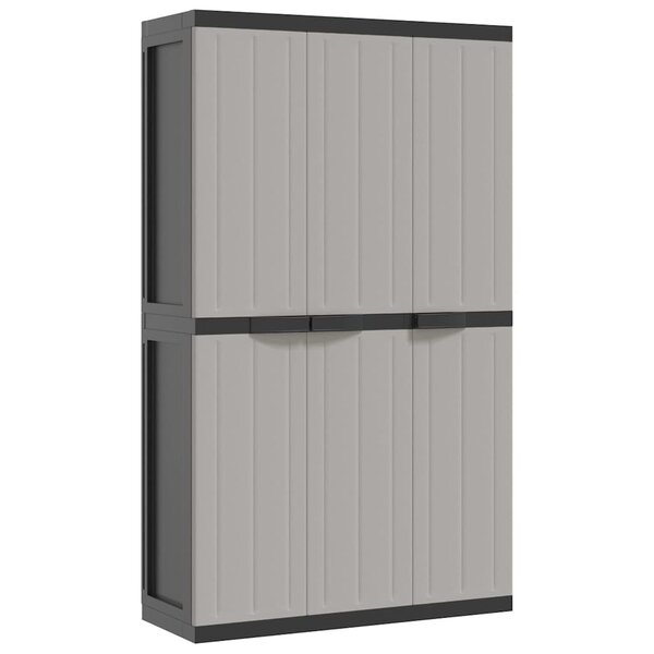 vidaXL Armoire de rangement d'extérieur gris et noir 97x37x165 cm PP