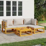 vidaXL Salon de jardin 5 Pièces avec coussins gris clair bois massif