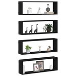 vidaXL Étagère murale avec étagère 4 Pièces Chêne Noir 80 x 15 x 26 cm