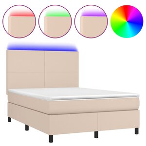 vidaXL Sommier à lattes de lit avec matelas LED Cappuccino 140x190 cm