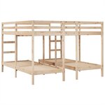 vidaXL Lit superposé triple 200x200/80x200 cm bois de pin massif