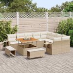 vidaXL Ensemble de canapé de jardin 12 Pièces Beige polyrotin