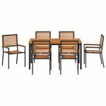vidaXL Ensemble de salle à manger pour jardin 7 Pièces Noir polyrotin