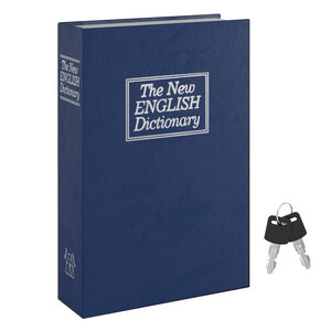 ACROPAQ Coffre Fort Discret a clé Livre- Coffre-fort a clé 155 x 245 x 55 mm simulé en livre- Sécurisez vos objets- Bleu