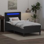 vidaXL Cadre de lit avec bandes LED Noir 90 x 200 cm Simili cuir