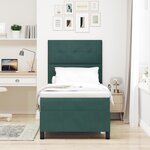 Lit Box Spring vidaXL avec Matelas et LED Vert Foncé 90x190 cm Velours