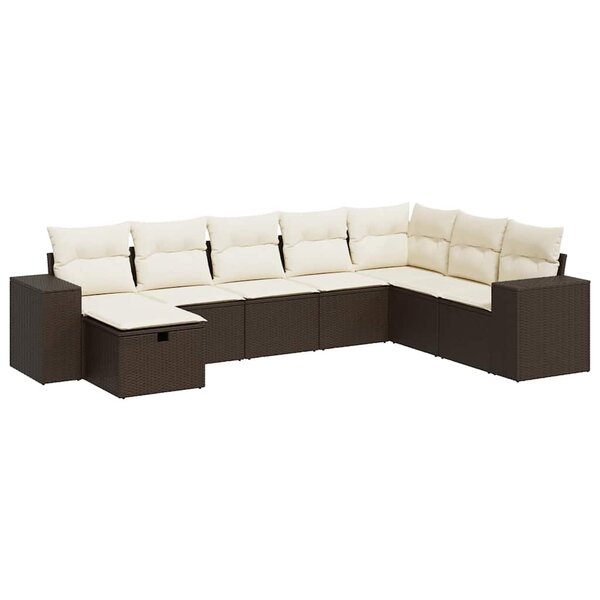 vidaXL Salon de jardin 8 Pièces avec coussins marron résine tressée