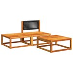 vidaXL Ensemble de canapés de jardin 3 pièces avec coussins en bois d'acacia et rotin