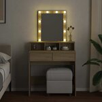 vidaXL Coiffeuse avec LED chêne sonoma 80x41x144 5 cm