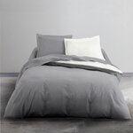 TODAY Parure de lit Coton 2 personnes - 220x240 cm - Bicolore Gris et Blanc Camille