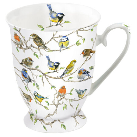 Rencontre d'oiseaux - tasse en porcelaine fine 10.5 cm