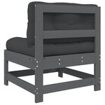 vidaXL Canapés centraux avec coussins 2 Pièces gris bois de pin massif