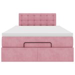 vidaXL Lit ottoman avec matelas et LED rose 120x190 cm velours