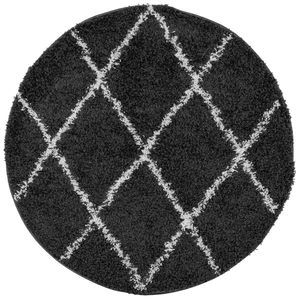 vidaXL Tapis shaggy à poils longs moderne noir et crème Ø 100 cm