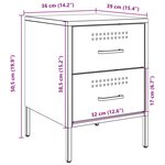 vidaXL Table de chevet blanc 36x39x50 5 cm acier