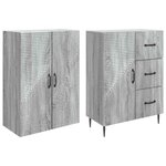 vidaXL Ensemble de Meubles 2 Pièces Sonoma gris 66 x 34 5 x 89 5 cm