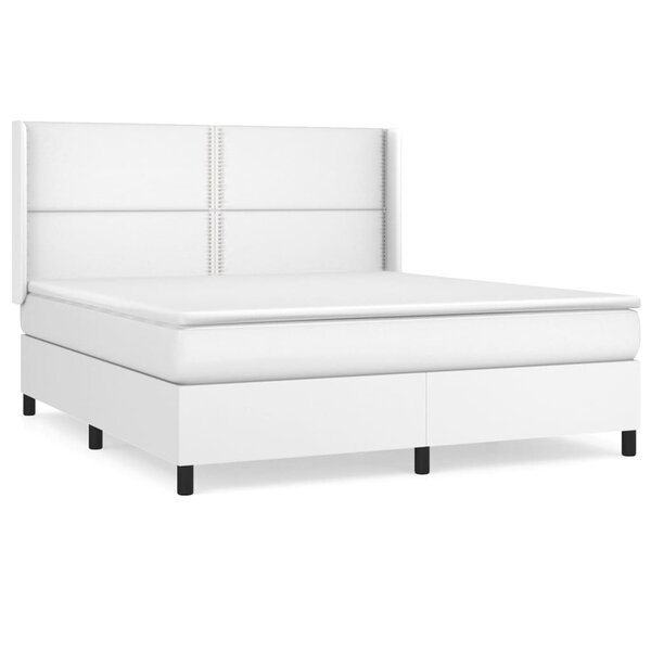 vidaXL Sommier à lattes de lit avec matelas Blanc 180x200cm Similicuir