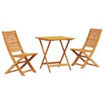 Ensemble de bistro pliant 3 pièces en bois d'acacia massif