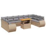 vidaXL Salon de jardin 11 Pièces avec coussins beige résine tressée