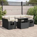 vidaXL Salon de jardin 7 Pièces avec coussins noir résine tressée