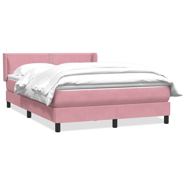 vidaXL Sommier à lattes de lit avec matelas rose 160x220 cm velours