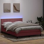 vidaXL Sommier à lattes de lit avec matelas et LED rose 160x210 cm velours