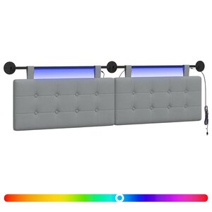 vidaXL Tête de lit suspendue Avec lumière LED Gris clair Tissu
