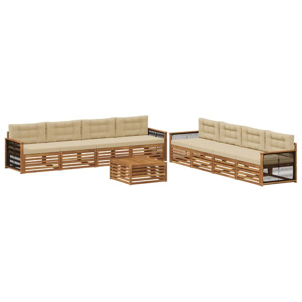 vidaXL Ensemble de canapés d'extérieur 9 Pièces Naturel et Beige