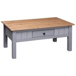 vidaXL Table basse Gris 100x60x43 5 cm Pin massif Assortiment Panama