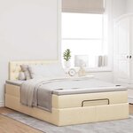 vidaXL Lit ottoman avec matelas et LED crème 120x190 cm tissu