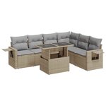 vidaXL Salon de jardin avec coussins 7 Pièces beige résine tressée