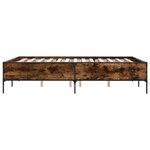 vidaXL Cadre de lit chêne fumé 135x190 cm bois d'ingénierie et métal