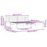 vidaXL Cadre de lit Marron cire 200 x 200 cm Bois massif en pin