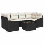 vidaXL Ensemble de canapé de jardin 7 Pièces Noir  Crème 55 x 55 x 37 cm