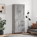 vidaXL Buffet haut Sonoma gris 69 5x34x180 cm Bois d'ingénierie