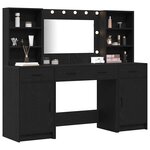 vidaXL Ensemble de table de maquillage avec LED 3 Pièces Chêne noir