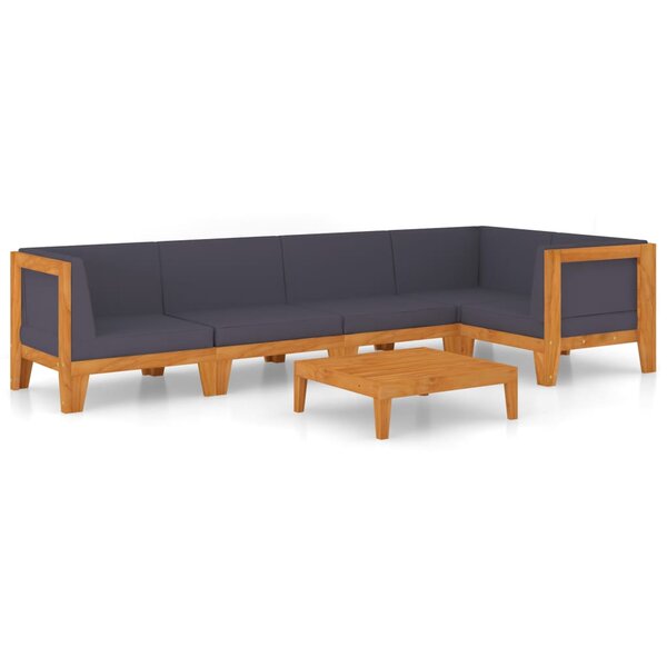 vidaXL Salon de jardin 6 Pièces avec coussins Bois d'acacia solide