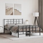 vidaXL Cadre de lit métal sans matelas avec pied de lit noir 140x200cm