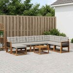 vidaXL Ensemble de canapés d'extérieur 9 Pièces Naturel et Gris clair