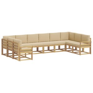 vidaXL Ensemble de canapés d'extérieur 10 Pièces Blanc et Beige