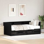 vidaXL Cadre de lit de jour avec tiroirs Chêne noir 100 x 200 cm