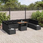 vidaXL Ensemble de canapé de jardin avec coussin 11 Pièces Noir et Marron